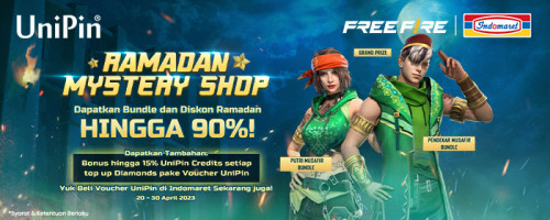 RAMADAN MYSTERY SHOP – Dapatkan Diskon Hingga 90% + Bonus 15% UniPin Credits + Grand Prize Pendekar dan Putri Musafir!